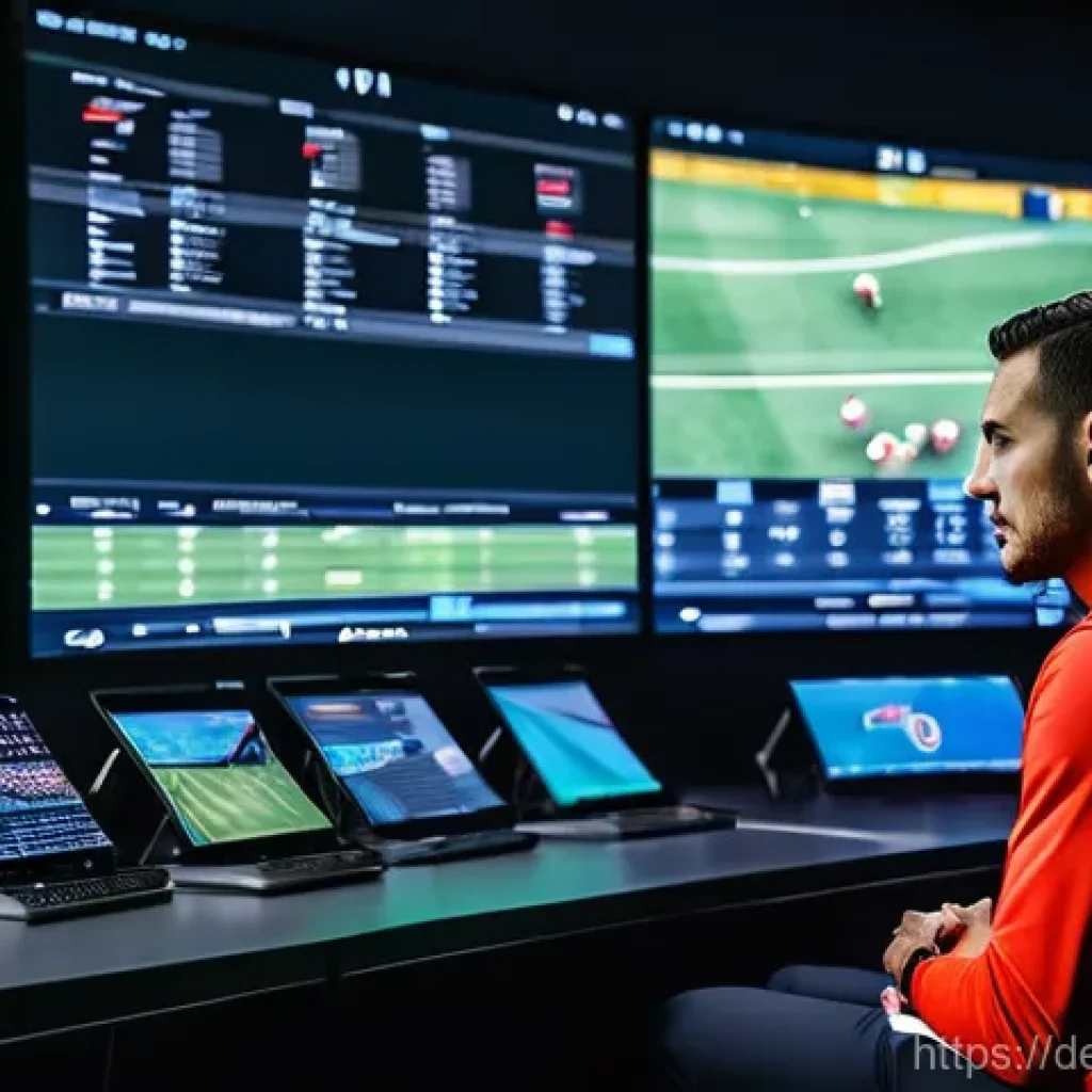 농구 전술 분석 툴 소개 - **Prompt:** A dynamic scene inside a modern basketball stadium's control room during a live game. A ...